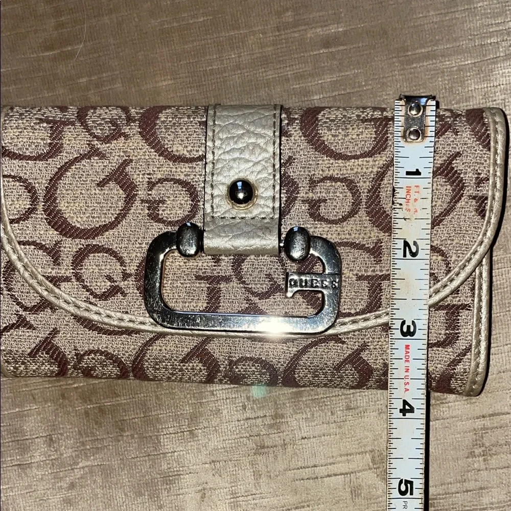 Guess Tan and Cream Monogram Wallet